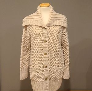 Vintage Alpaca/Wool Blend Talbots Knit Cardigan Sweater Large Cream / Tan